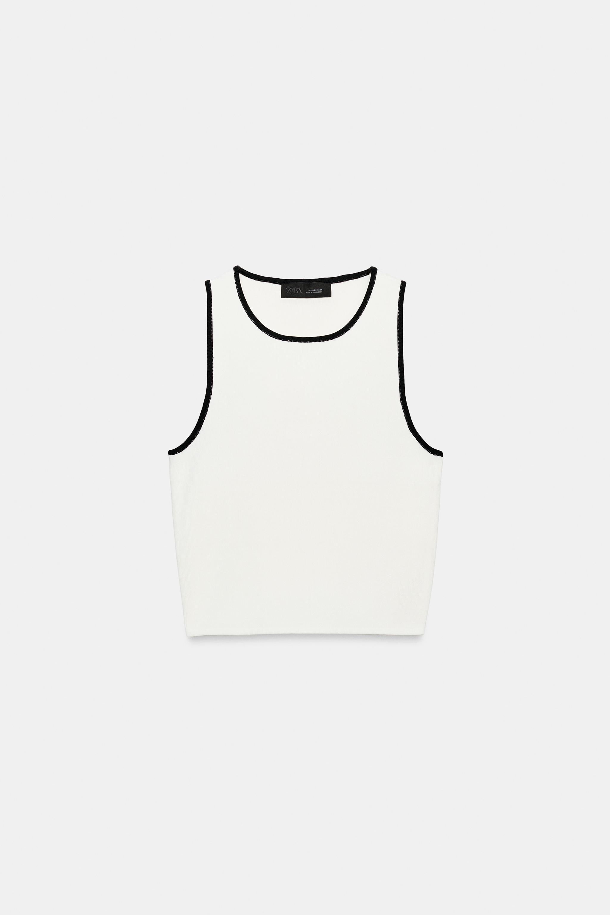 CONTRAST TRIM KNIT CROP TOP